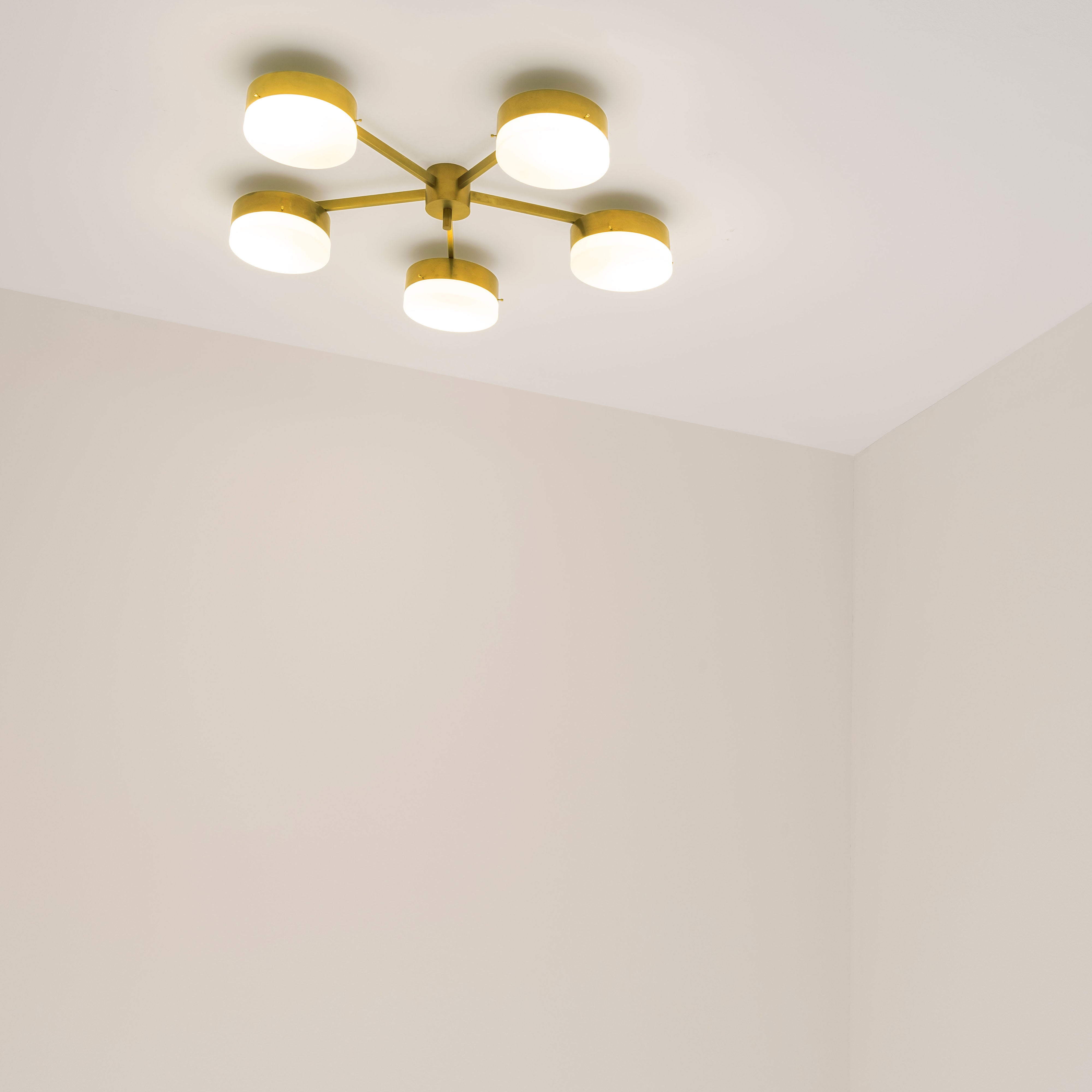 Celeste Ethereal contains 5 bulbs, it is compatible with LED and dimmable. The maximum voltage of the bulbs must not exceed 100V.