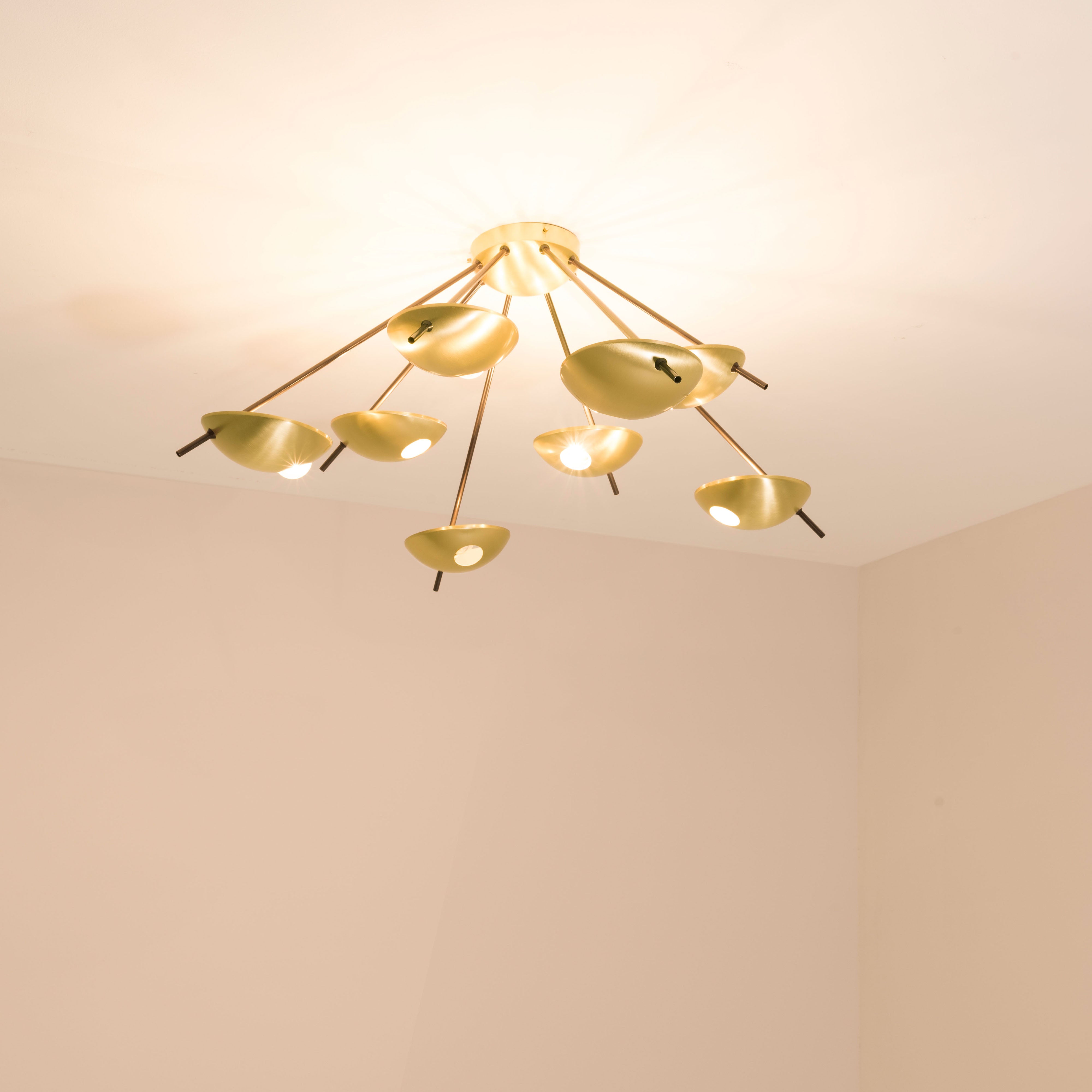 Helios Octo II contains 8 bulbs, it is compatible with LED and dimmable. The maximum voltage of the bulbs must not exceed 100V.