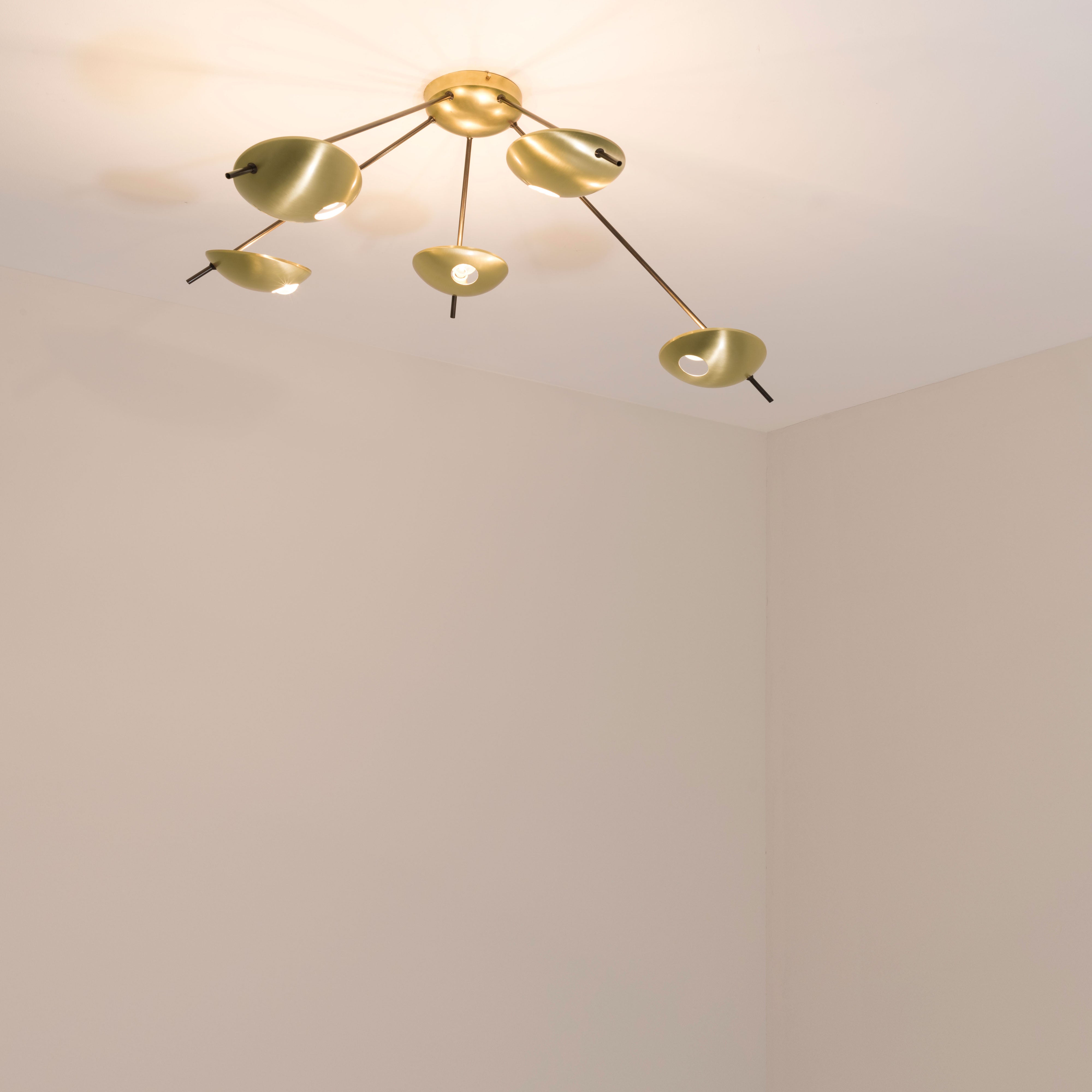 Helios Quinque II contains 5 bulbs, it is compatible with LED and dimmable. The maximum voltage of the bulbs must not exceed 100V.