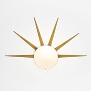  6 brass rays that radiate from an opaline Murano glass core. A tribute to the Sun, to Italian-made products and to the excellent Italian craftsmanship. Dawn, like all the pieces in our collections, is handmade by our craftsmen, guided by an obsession for detail and the search for perfection.